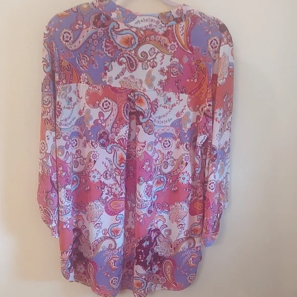 Chaus Paisley Tunic Blouse in Pink, Purple and Blue - Picture 3 of 3